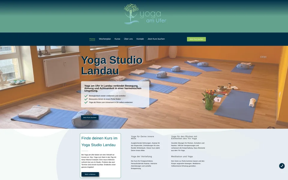 Website für Yoga am Ufer