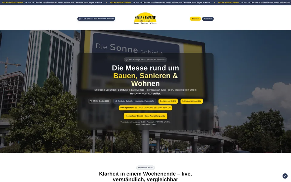 Website für Haus & Energie Messe