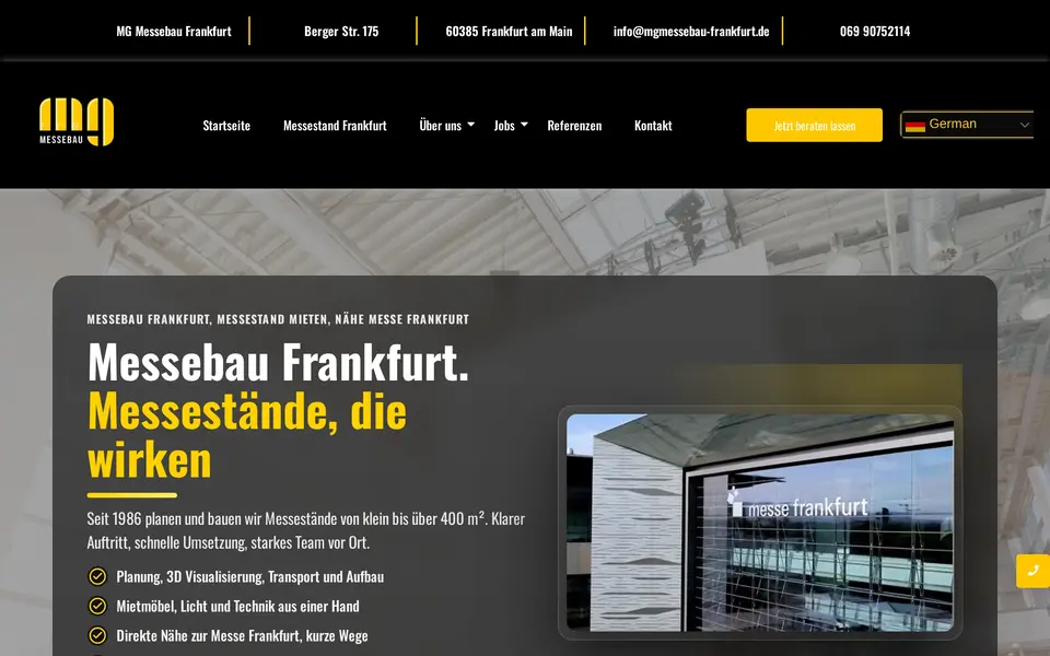 Webdesign-Projekt Messebau Frankfurt